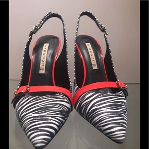 Renzi&R Made in Italy blk/Wht zebra HH sling orgng